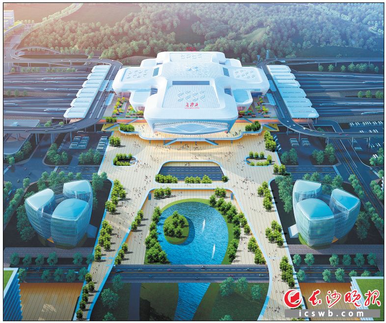 　　长沙高铁西站综合交通枢纽工程设计效果图