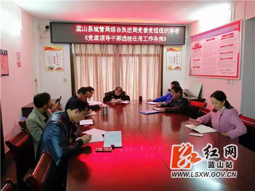 蓝山县城管局党组集中学习《党政领导干部 选拔任用工作条例》等文件精神.jpg