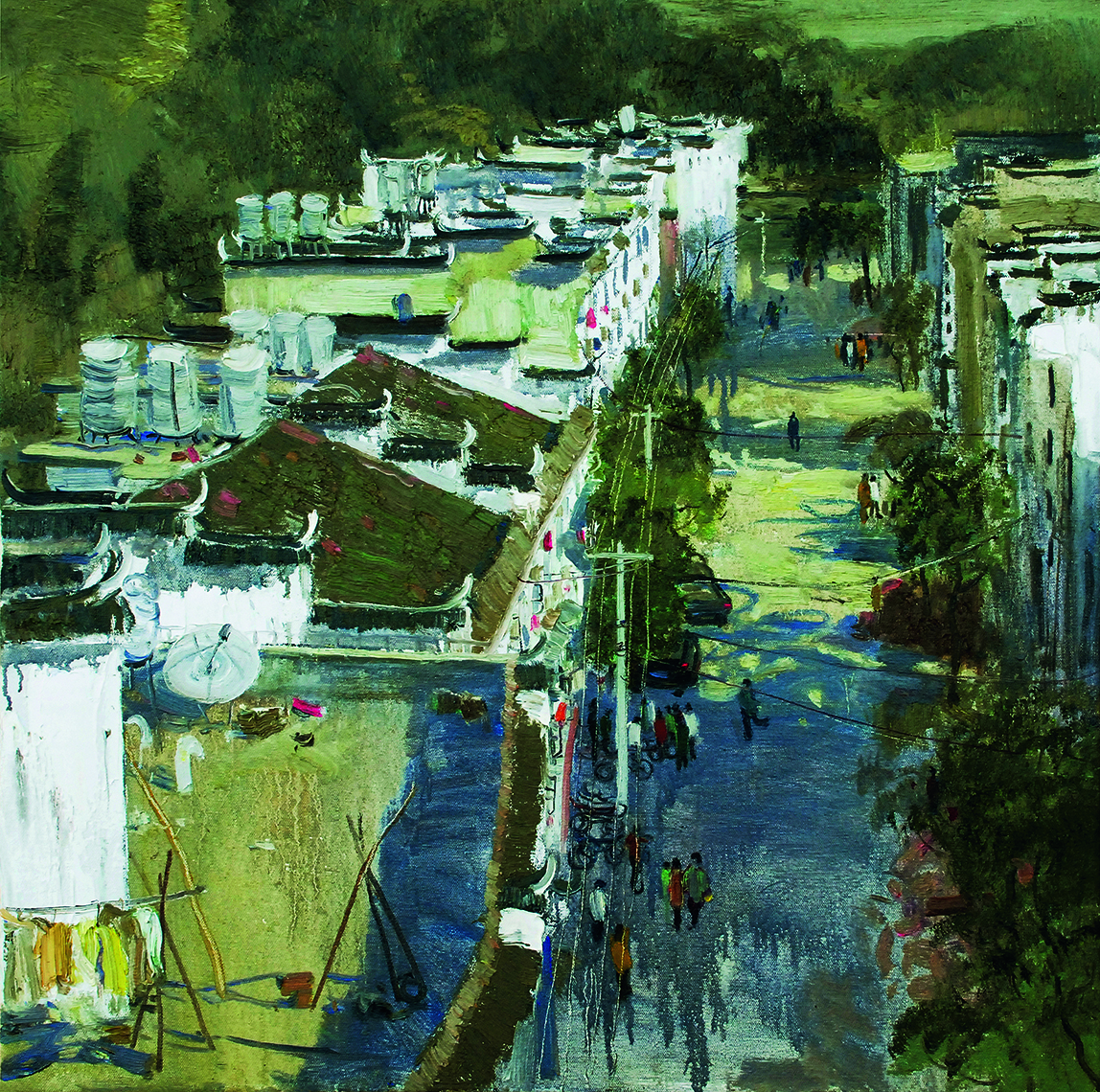 黄礼攸　小镇之晨  布面油彩　80×80cm　2011年.jpg