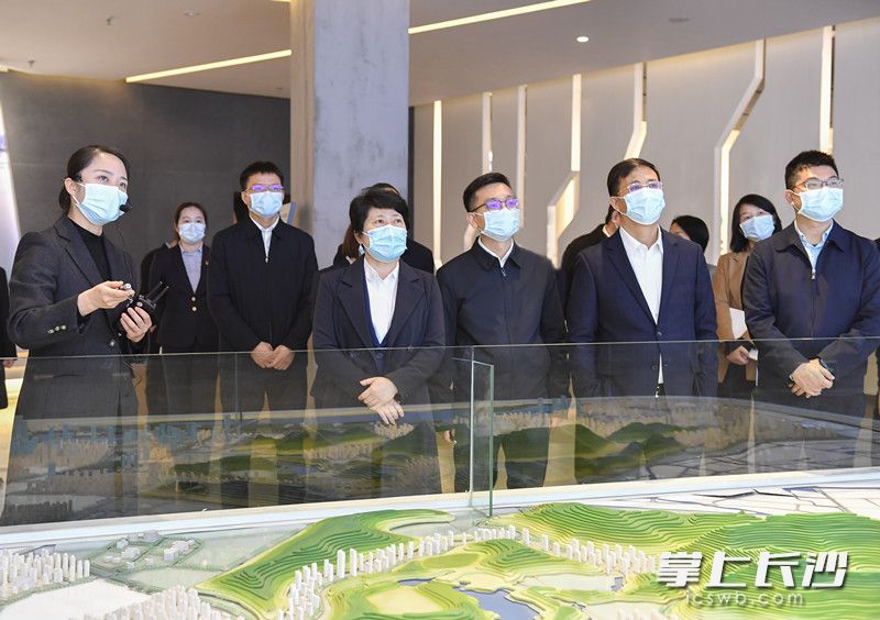 3月8日上午，省委常委、市委书记吴桂英调研全市城市规划工作，走进长沙规划展示馆。长沙晚报全媒体记者 余劭劼 摄