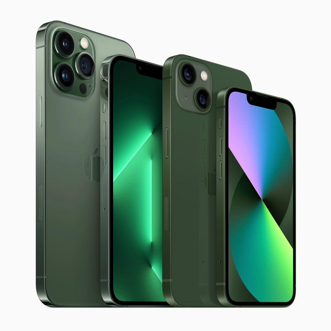 iPhone 13绿色版和iPhone 13 Pro苍岭绿