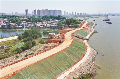 湖南日报报眼图片|长沙市望城区湘江东岸堤防建设有序推进