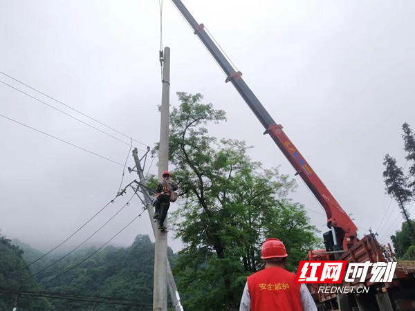 供电员工正在抢修因暴雨导致受损的10千伏线路.jpg