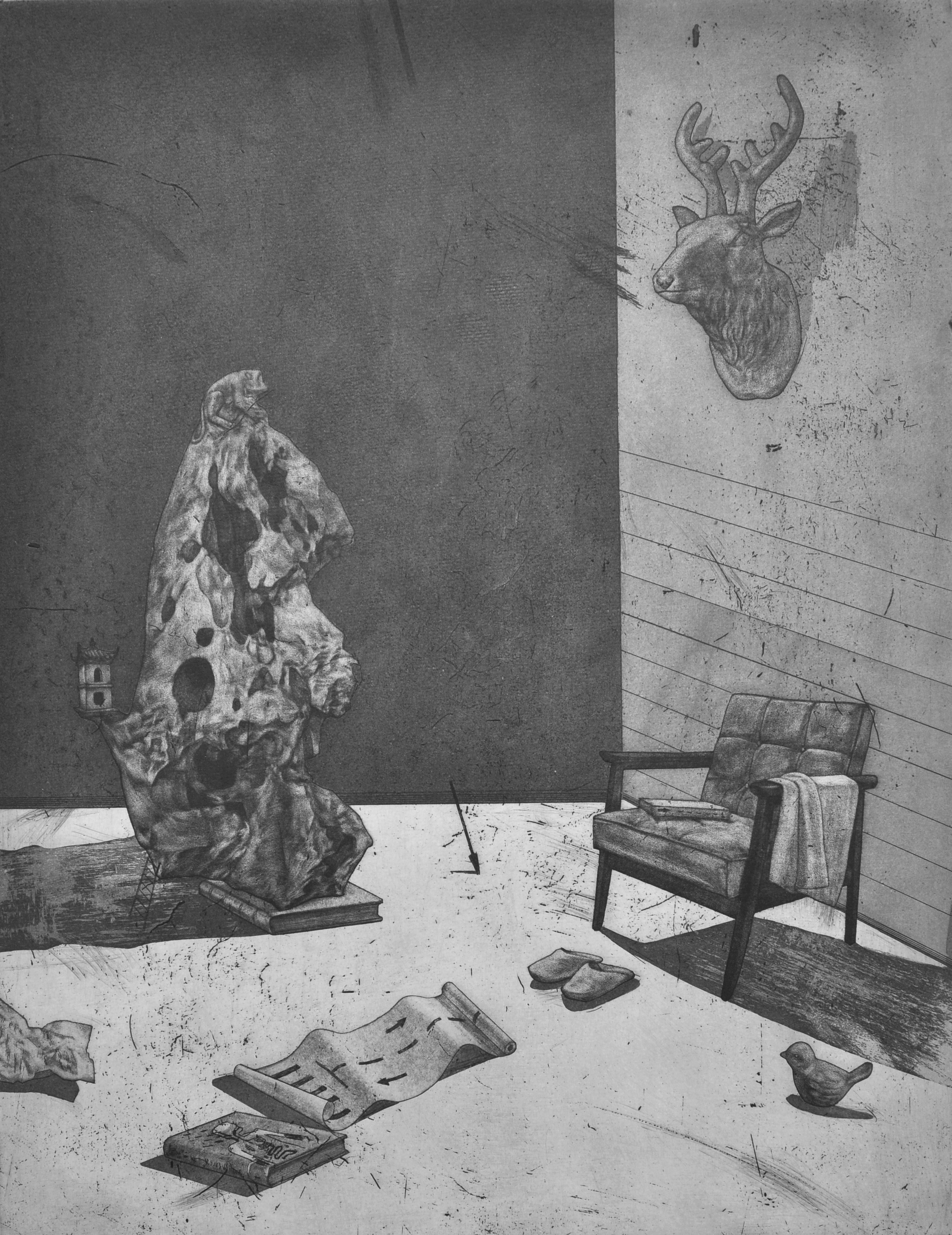 《顽石瓷鸟》40×51cm 铜版画 2015年.jpg