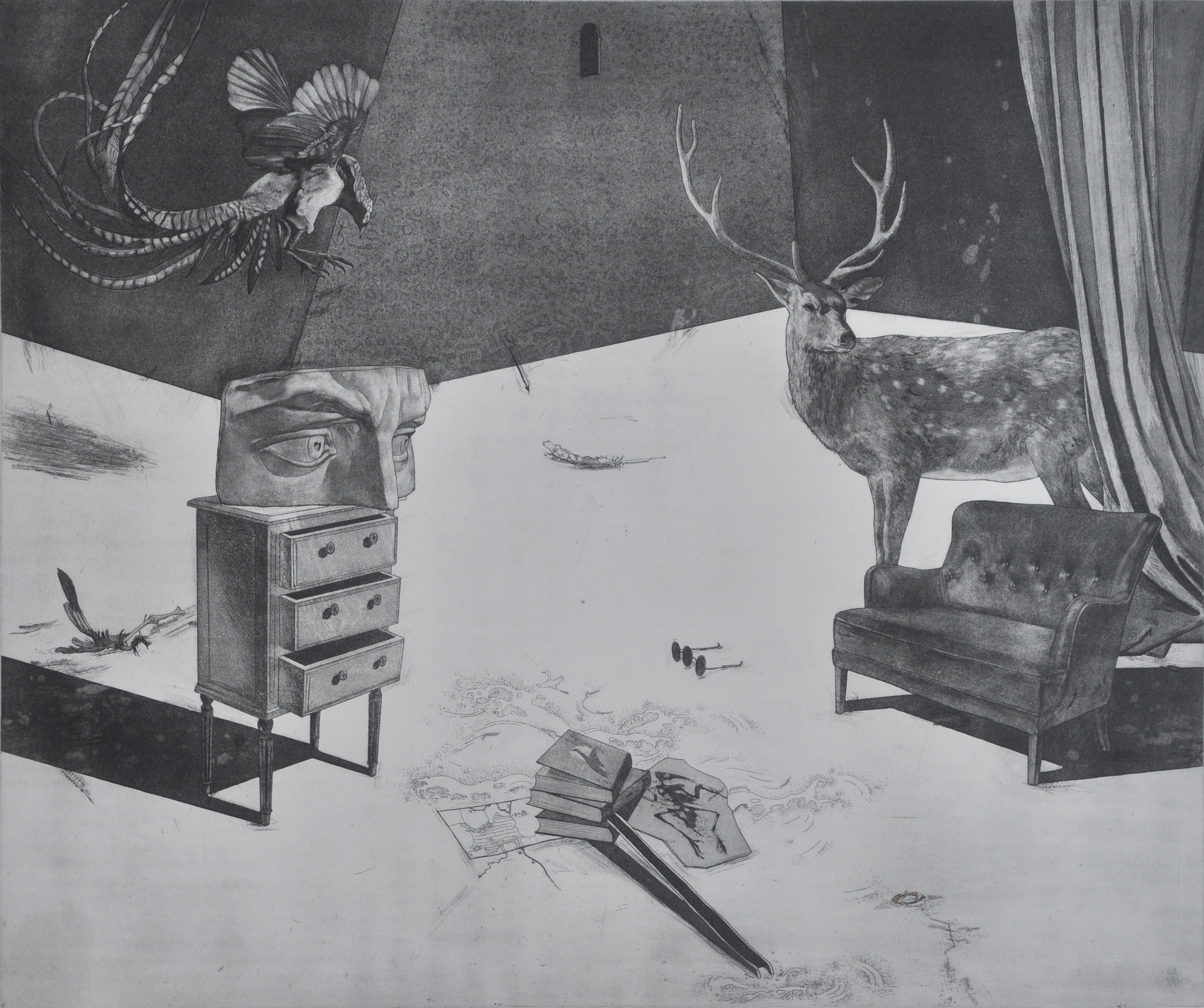 03《畅游书海之鹿鸣》 50×60cm 铜版画 2021年.jpg