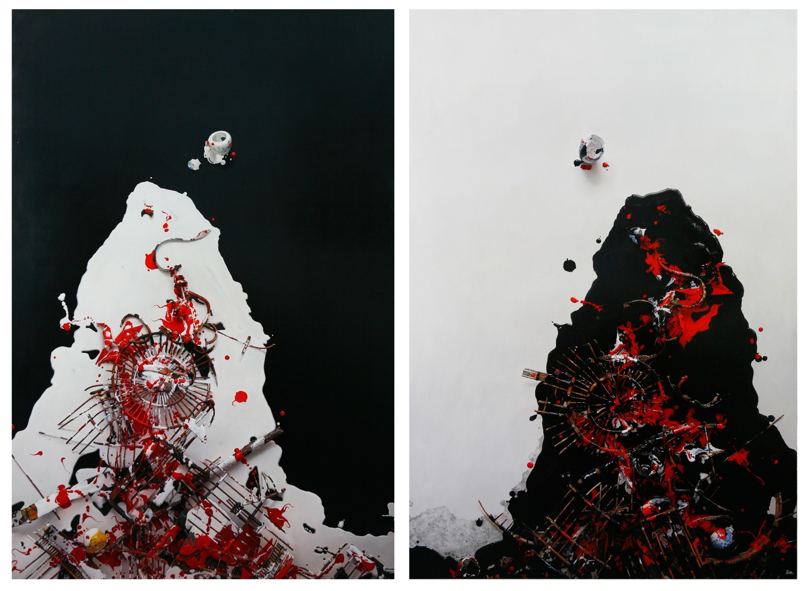 笼与鹤之黑山白山   布面油画100×150×2    2013。12.jpg