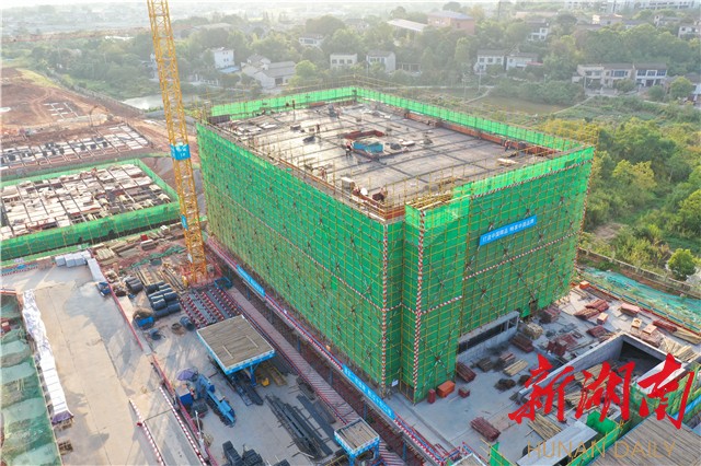 提前一个月！湖南最大数字新基建项目首栋楼封顶