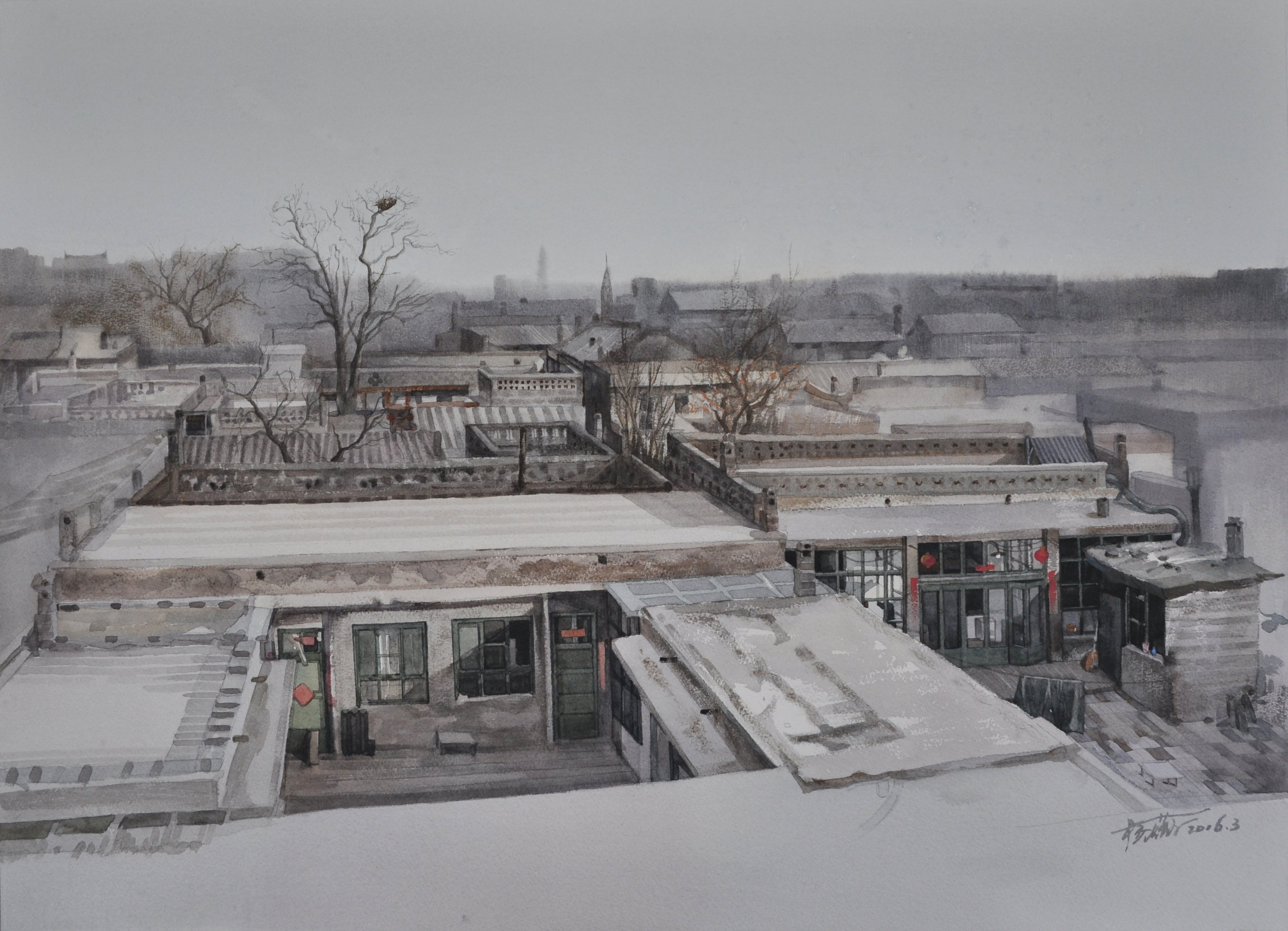 《城南旧事之七》53×74cm 纸上水彩  2016（第十三届湖南省普通高校师生美术与设计艺术作品展）.jpg