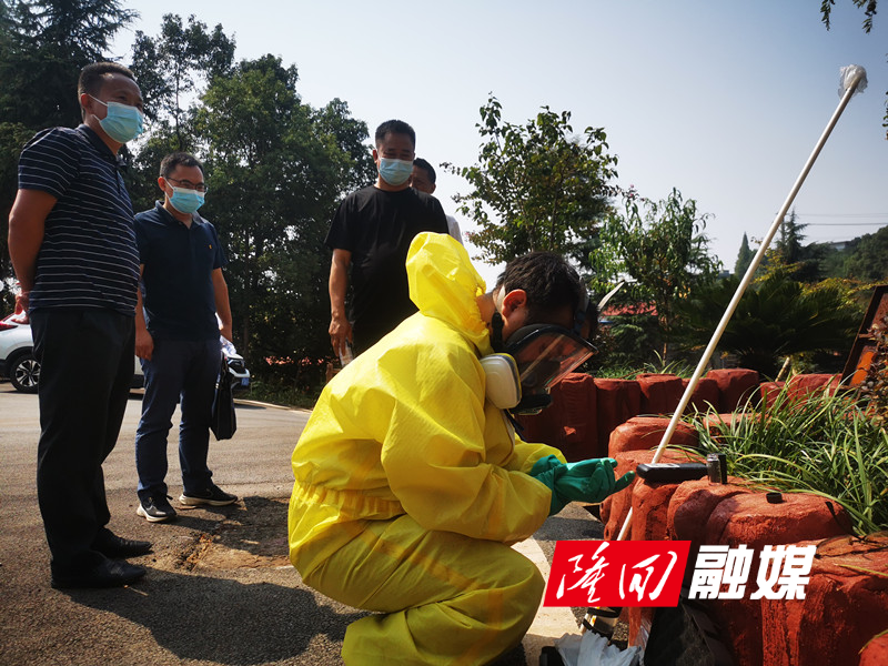 检查组人员对医疗污水排放情况进行检查.jpg