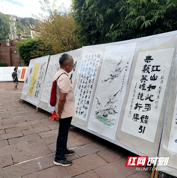 市民在欣赏书画作品。（四）.jpg