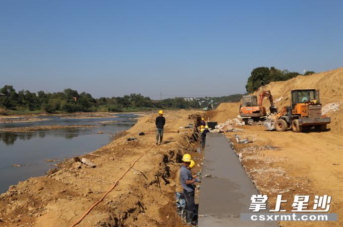 长沙县敢胜垸防洪圈治理工程施工现场。陈晨 摄