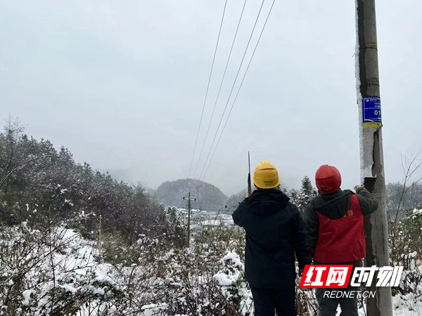 供电员工踏雪巡线，保障供电线路安全稳定供电。.jpg