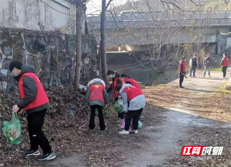 北湖区司法局干警们和大学生普法志愿者在清除白色垃圾.jpg