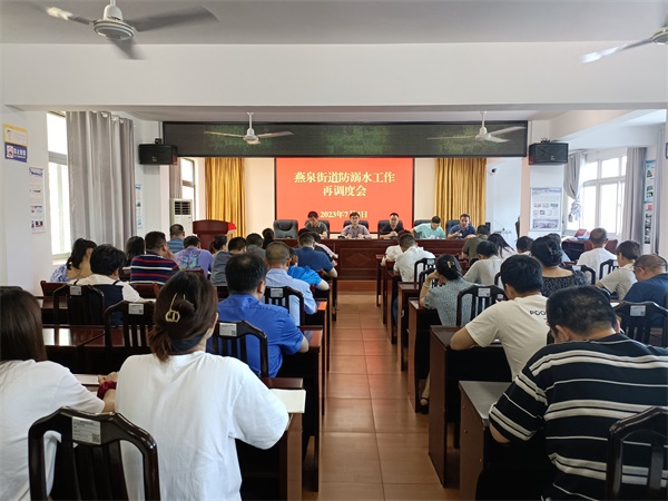 图一燕泉街道党工委书记朱东主持召开防溺水工作再调度会。（谢丽萍  摄）.jpg