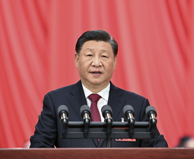2022年10月16日，習近平在中國共產黨第二十次全國代表大會上作報告。