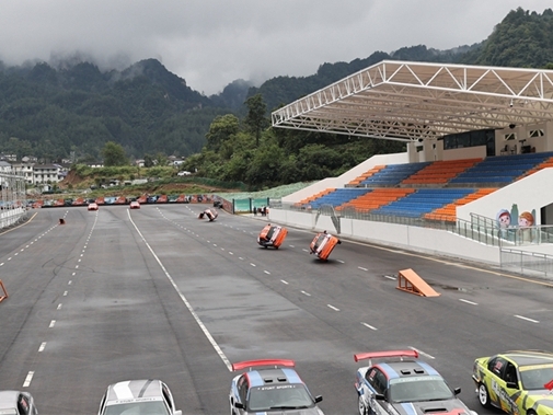 Car Stunts Practiced at Zhangjiajie Auto Racing Base