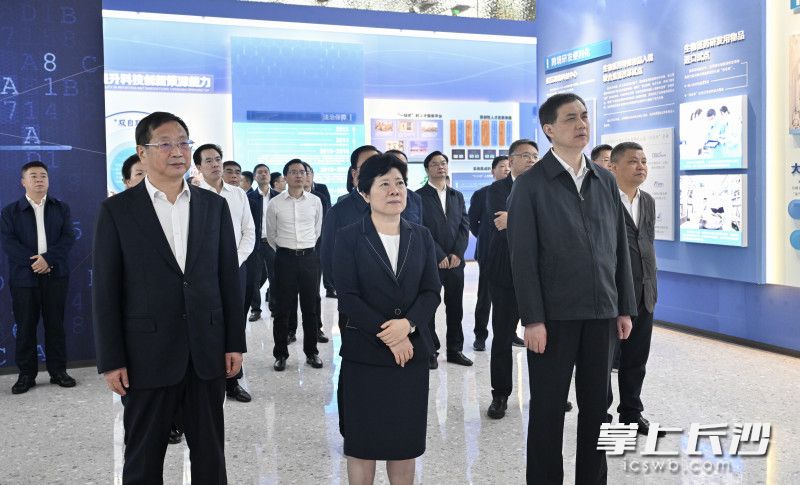 长沙市党政代表团参观中国（上海）自由贸易试验区十周年改革建设成就展。