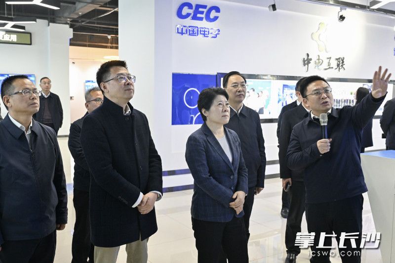 吴桂英在湘江新区调研中电工业互联网有限公司。