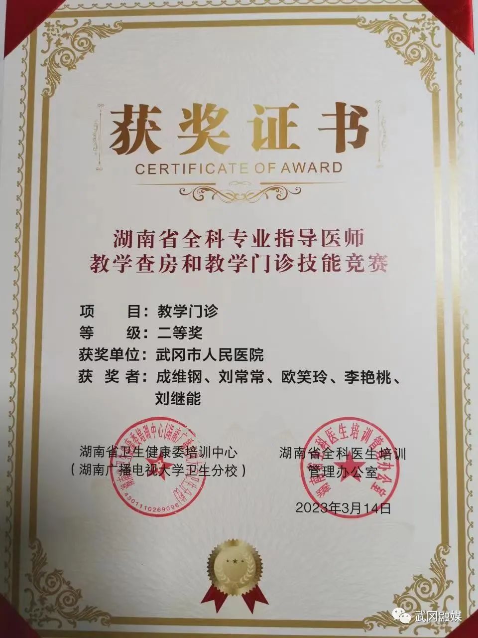 武冈市人民医院助理全科医生培训考试首次通过率达到“双100%”(图5)