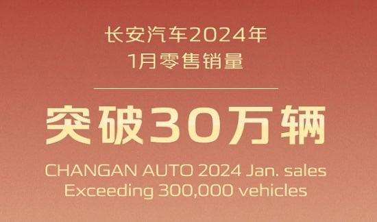 长安汽车1月销量超30万辆，全年冲击280万辆目标