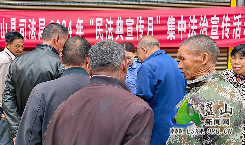 “法”治之光 “典”亮集市：蓝山县司法局开展“民法典宣传月”集中法治宣传活动1.png