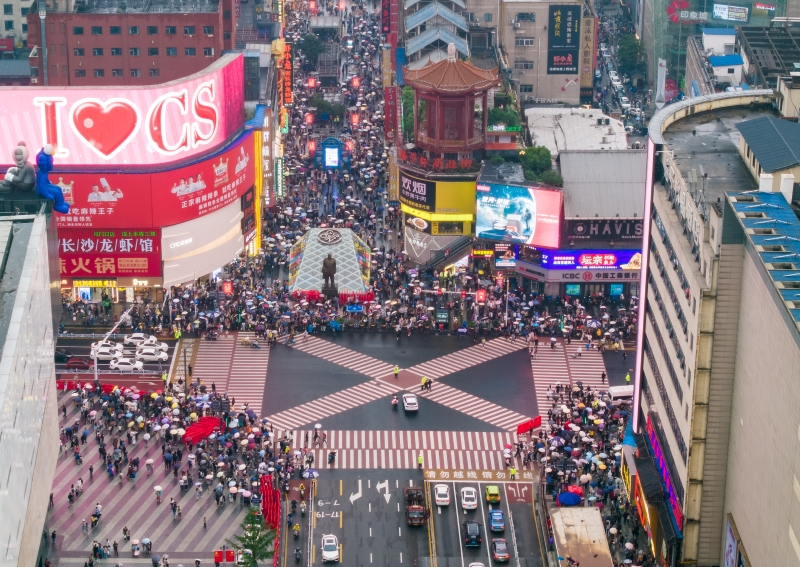 航拍下的五一商圈。天心区委宣传部供图