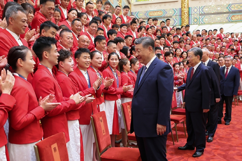 2024年8月20日，習(xí)近平總書記在人民大會堂接見第33屆夏季奧林匹克運動會中國體育代表團全體成員。