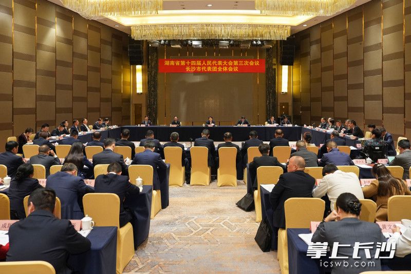 1月16日下午，省十四届人大三次会议长沙市代表团举行第六次全体会议。长沙晚报全媒体记者 郭雨滴 摄