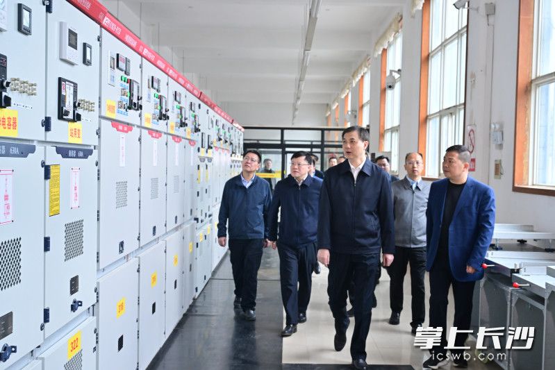 周海兵一行在三角塘排渍泵站督导检查防汛备汛等情况。长沙晚报全媒体记者 余劭劼 摄