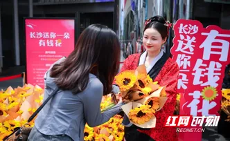 长沙送你一朵“有钱花”，游客惊喜尖叫
