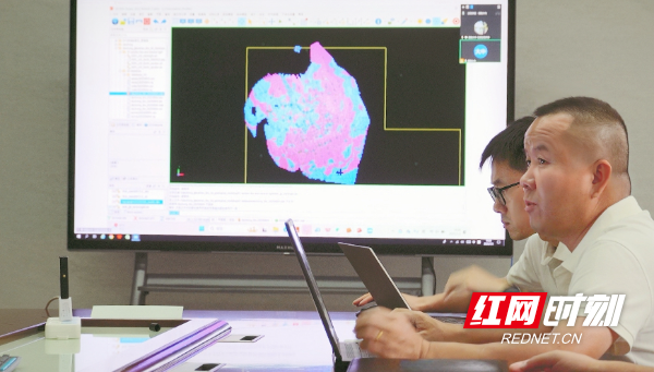 湖南省地质院与湖南大中赫锂有限责任公司双方项目人员在分析三维地质模型.jpg