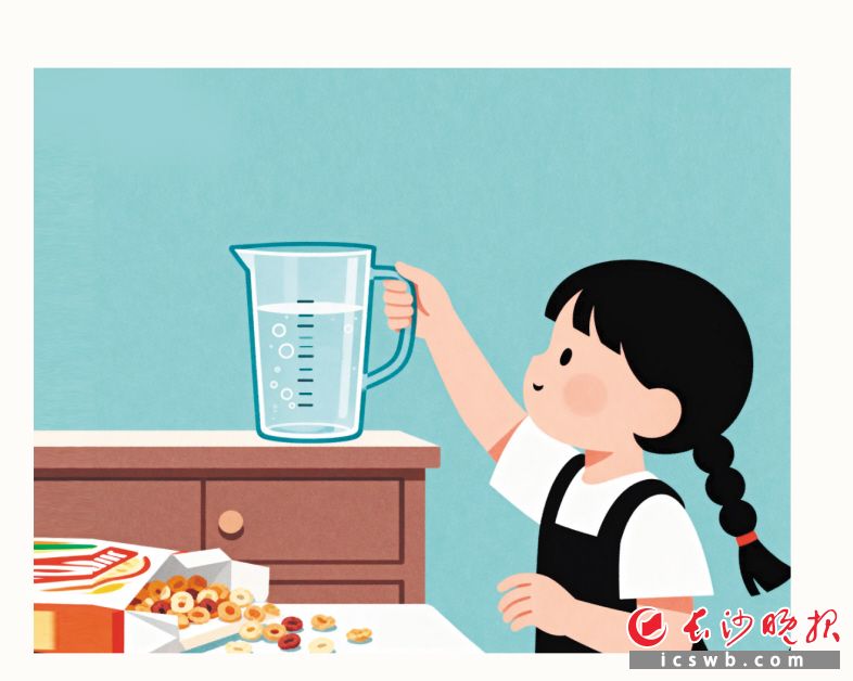 每天元气满满 1晨起一杯温开水200至400毫升 2按时吃早餐　　AI制作插图/王斌