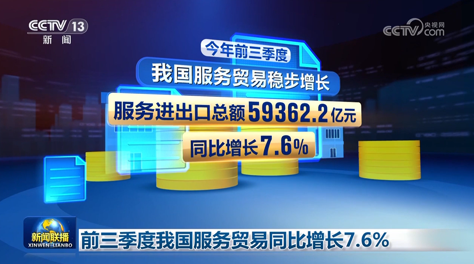 前三季度我国服务贸易同比增长7.6%