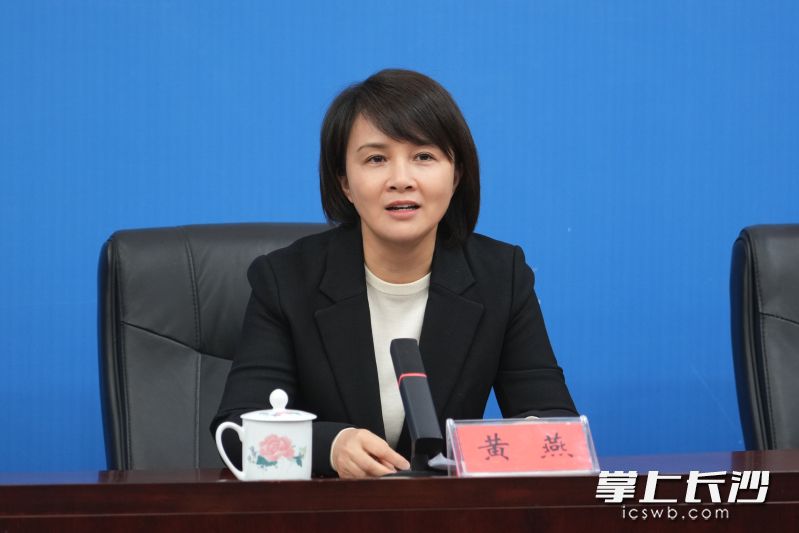 望城区委常委、组织部部长黄燕回答记者提问。长沙晚报通讯员 黄卓鹏 摄