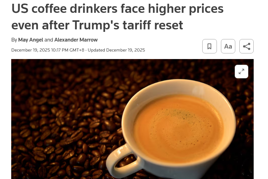 关税回滚并不能解决美国的“咖啡病”。
