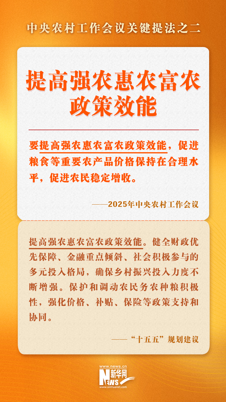 中央农村工作会议关键提法之二：提高强农惠农富农政策效能