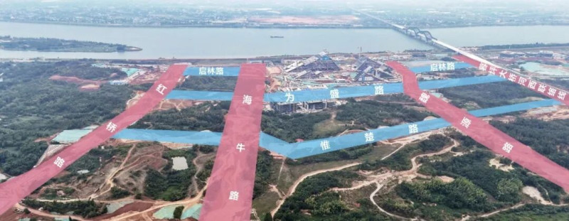 湘江科学城首开区“三纵四横”路网示意图。 湘江科学城首开区“三纵四横”路网示意图。