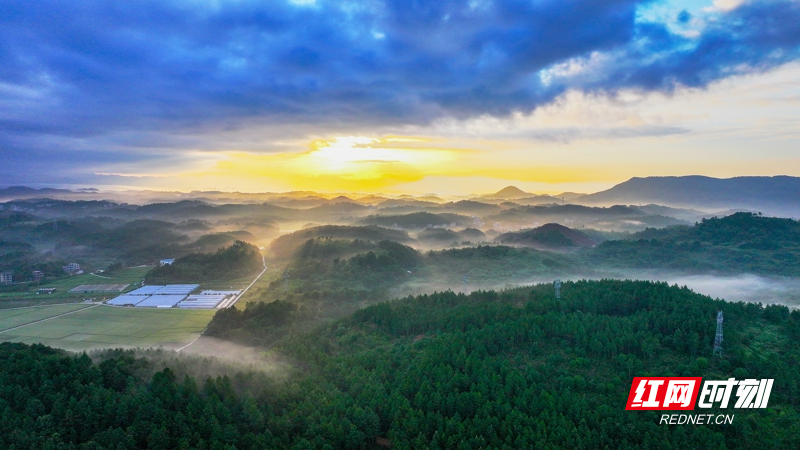 湖南新田:朝霞晨雾乡村美08.jpg