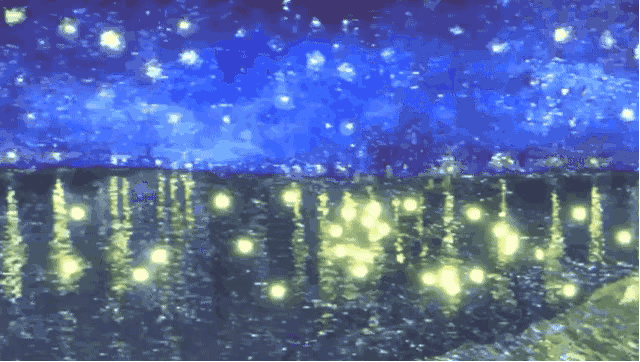 罗纳河上的星空.GIF