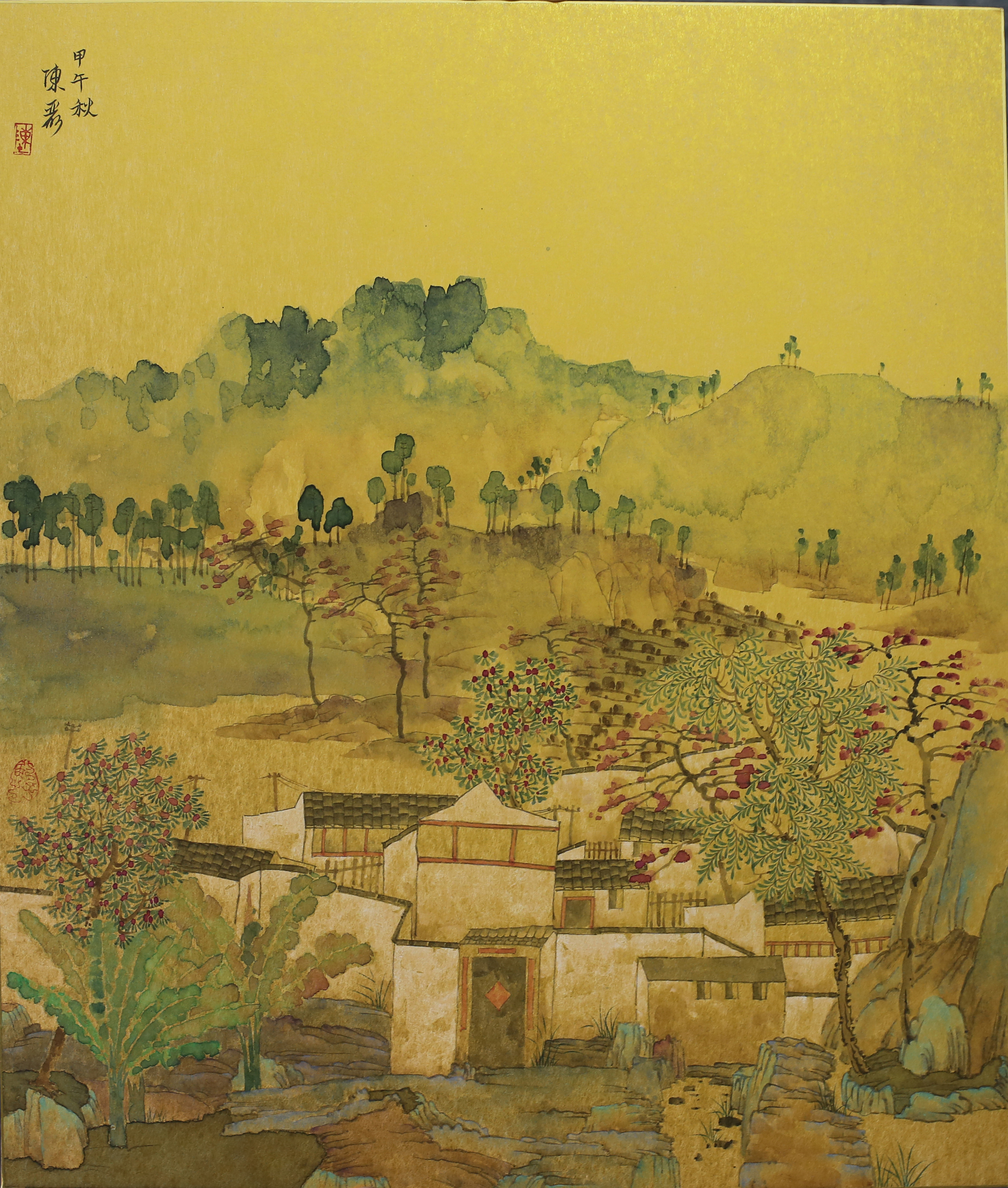 家乡的河、45x52cm，金卡纸2014年.JPG
