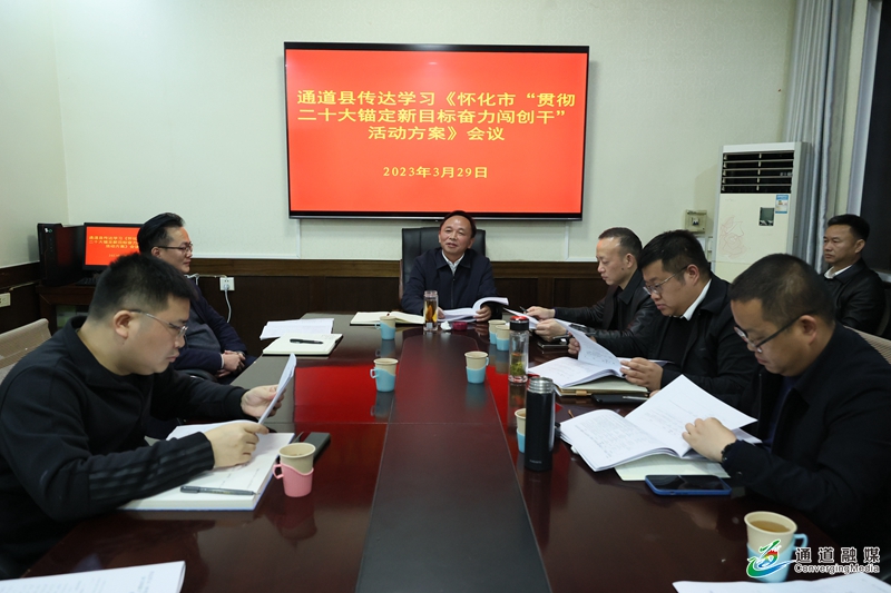 我县召开传达学习《怀化市“贯彻二十大锚定新目标奋力闯创干”活动方案》会议+田刚主持1.JPG